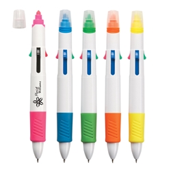 Quatro Pen With Highlighter Quatro Pen With Highlighter, pen and highlighter, Imprinted, Personalized, Promotional, with name on it, giveaway, black ink