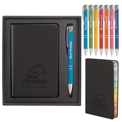 Rainbow Journal & Tres-Chic Gift Set Rainbow page, journal. Pen, set, laser, engraved, Journal and Pen Set, Imprinted, Personalized, Promotional, with name on it