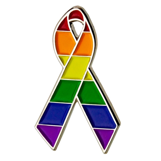 Rainbow Pride Awareness Ribbon Lapel Pin - JPM005