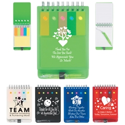 Recognition & Appreciation Spiral Jotter With Sticky Notes, Flags & Pen  Spiral Jotter With Sticky Notes, Recognition, Flags & Pen, Spiral, Jotter, With, Sticky, Notes, Flags, and, Pen, Imprinted, Personalized, Promotional, with name on it, giveaway,