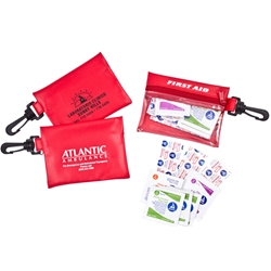 Red First Aid Pouch w/Clip Red First Aid Pouch w/Clip, Red, First, Aid, Pouch, Clip, with, First Aid, Imprinted, Personalized, Promotional, with name on it, giveaway