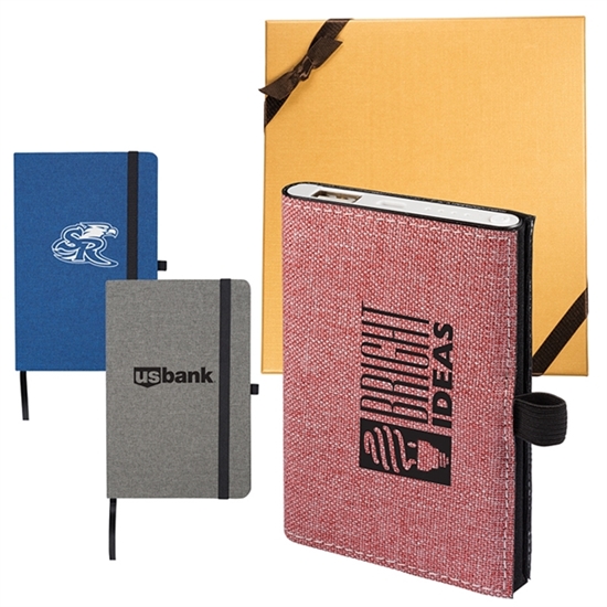 STRAND™ SNOW CANVAS NOTEBOOK/EXECUTIVE CHARGER GIFT SET - DSK125