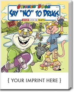 Say "NO" to Drugs Sticker & Activity Book promotional coloring book, red ribbon week giveaways, anti-drug promotional products, drug prevention promotional products, drug free school giveaways
