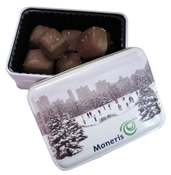 Sea Salt Caramels Keepsake Gift Tin holiday gifts, holiday food gifts, corporate holiday gifts, gift sets, chocolate gifts, employee appreciation, employee recognition, holiday parties
