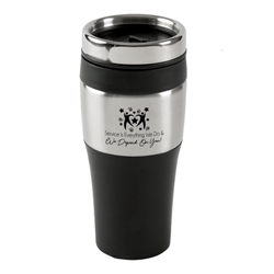"Service is Everything We Do & We Depend On You!" Silver Streak Tumbler, 16 oz. Customer Service Theme, Service Appreciation, Recognition, Service, CSR, Customer, Service, Theme, Promotional travel mug, promotional coffee mug, promotional tumbler, promotional drinkware