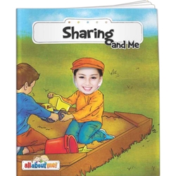Sharing and Me All About Me Sharing and Me All About Me, story, children, picture, interactive, adventure, share,  fImprinted, Personalized, Promotional, with name on it, giveaway, friend, polite, manners