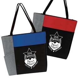 "Social Workers: Making A Difference Every Day, Every Moment" Assorted Red & Blue Block Zip Tote  Social Workers theme tote, Social Workers Monh Theme Tote, Recognition Tote for Social Workers, Appreciation Tote for Social Workers