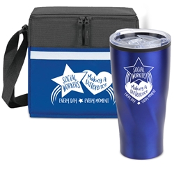 "Social Workers: Making A Difference Every Day, Every Moment" Tumbler & Cooler Care Bundle   Social Workers theme, Social Workers Lunch Bag Combo, Social Workers Appreciation Gift Combo, Cooler and Bottle Combo, Care Bundle, Break Pack, Social Workers Gift Set, Theme, promotional products, scooler set, Lunch bag, Imprinted