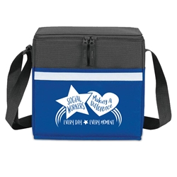 "Social Workers: Making A Difference Every Day, Every Moment" Two-Tone Accent 12-Pack Cooler   Social Work Month Gifts, Social Workers Appreciation Gifts, Social Workers Theme, Cooler, Lunch Bag, appreciation, week, recognition, gifts, bags, two tone, cooler, accent, lunch bag, 12 pack cooler, Promotional, Imprinted, Polyester, Travel, Custom, Personalized, Bag 