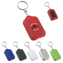Solar Flashlight Key Chain Solar Flashlight Key Chain, Solar, Flashlight, Key, Chain, Tag, Ring, Imprinted, Personalized, Promotional, with name on it, giveaway, Eco-Friendly, Solar, 