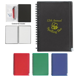 Spiral Notebook With Pouch Spiral Notebook With Pouch, Spiral, Notebook, With, Pouch, Imprinted, Personalized, Promotional, with name on it, giveaway,