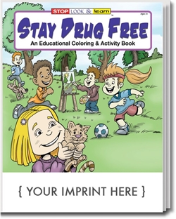 Stay Drug Free Coloring & Activity Book promotional coloring book, anti-drug promotion, drug prevention, drug free, drug free schools, red ribbon week, drug prevention promotional items