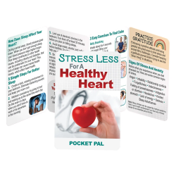 Stress Less for a Healthy Heart Pocket Pal Stress and heart tips, Stress, heart health giveaways, healthy heart promotions, heart health promotional items, health fair giveaways, employee wellness giveaways, educational promotional products
