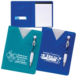 Swanky Scrubs Notebook with Stethoscope Pen scrubs, healthcare, nurses, notebook, pen, stationery set, caring