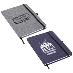 "TEAM: You Make Every Moment A Chance To Shine!" Twill Heathered Journal  Heathered Journal, Heather, Journal, giveaway, promotional, imprint, journal, notebook, with logo, 