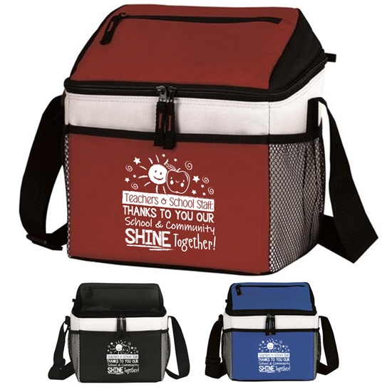 "Teachers & School Staff: Thanks To You Our School & Community Shines Together!" Tri-Color 8 Bottle Cooler   - TSA125
