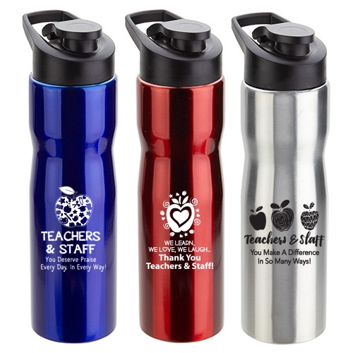 Teachers & Staff Appreciation Theme 25 oz. Stainless Steel Bottle  - TSA091