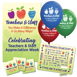 Teachers & Staff Appreciation Week Celebration & Appreciation Pack   Poster, Buttons, Pens, Cups, Celebration Pack, Teachers and Staff, Appreciation Day, theme Celebration Pack