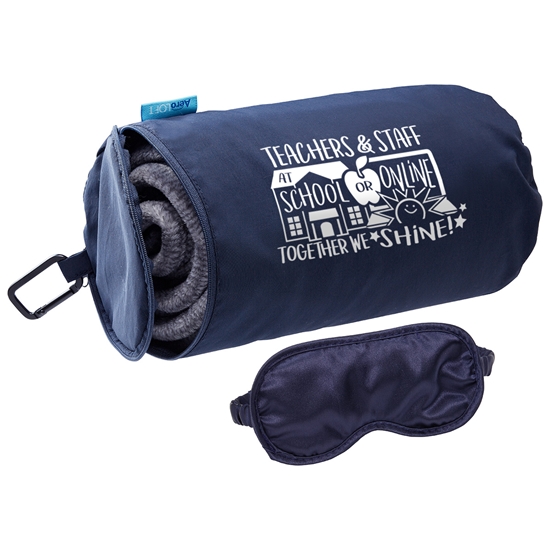 "Teachers & Staff; At School or Online Together We Shine!" AeroLOFT™ Travel Blanket with Sleep Mask   - TSA117