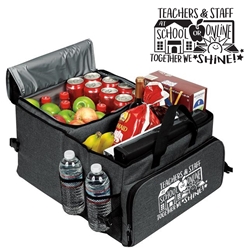 "Teachers & Staff; At School or Online Together We Shine!" Deluxe 40 Cans Cooler Trunk Organizer   Teachers Appreciation Week Theme Cooler, Teachers Theme Trunk Cooler, School staff Appreciation Cooler, Teacher Appreciation Can Cooler, 40 cans cooler, Trunk Organizer and Cooler, Trunk Organizer and Cooler, Can Cooler and Trunk Organizer, Imprinted, With Logo, With Name On It
