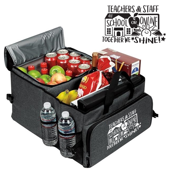 "Teachers & Staff; At School or Online Together We Shine!" Deluxe 40 Cans Cooler Trunk Organizer   - TSA113