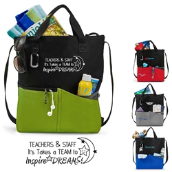 Teachers & Staff: Its Takes a TEAM To Inspire DREAMS! Synergy All-Purpose Tote All-Purpose Tote, Tote Bag, Everyday Tote, Promotional, Imprinted, with name on it, logo, custom bag, gift bag, baby bag, diaper bag, fashion bag