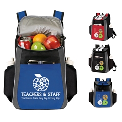 "Teachers & Staff: You Deserve Praise Every Day in Every Way" Prime 18 Cans Cooler Backpack  teacher appreciation Backpack cooler, Can Cooler, 18 Can Backpack cooler, 18 pack cooler, Imprinted, With Logo, With Name On It