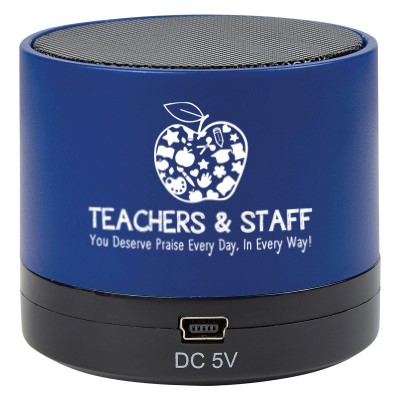 "Teachers & Staff: You Deserve Praise Every Day in Every Way" Wireless Mini Cylinder Speaker   Teachers & Staff theme Speaker, Blue Tooth Speaker teaching Theam, gift, Theme, Wireless, mini, speaker, Bluetooth, 4.1, tech gifts, technology, ideas, Imprinted, Personalized, Promotional, with name on it, giveaway,