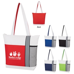 Teachers & Staff: You Make A Difference In So Many Ways! Colormix Tote Bag  Teacher Theme, School Staff, Teachers, Colormix, Trio Colors, Tote Bag, Imprinted, Personalized, Promotional, with name on it, giveaway,  