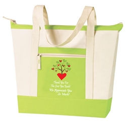 Thank You For The Lives You Touch, We Appreciate You So Much! Stock Design Jumbo Zip Tote All Purpose, Jumbo, Zip, Polyester, volunteers, nursing, nurses, recognition, healthcare, Promotional Events, Trade Show Bags, Health Fair, Imprinted, Tote, Reusable, Recognition, Travel 