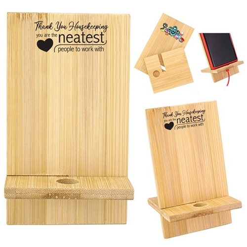 "Thank you Housekeeping...You're The 'Neatest' People to Work with" Bamboo Phone & Tablet Holder  
