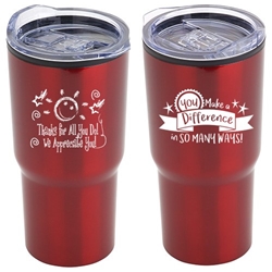 "Thanks For All You Do, We Appreciate You!" 20 oz Stainless Steel & Polypropylene Tumbler   Employee Appreciation Day, Employee, Appreciation, recognition Gifts, 20 oz tumbler, Imprinted Tumblers, Stainless Steel Tumblers, Care Promotions, 