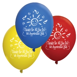 "Thanks For All You Do, We Appreciate You!" Standard Latex Balloons (Pack of 60 assorted)   Latex balloons, party goods, decorations, celebrations, round shaped balloons, promotional balloons, custom balloons, imprinted balloons