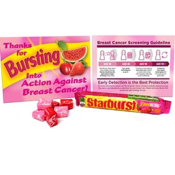 "Thanks For BURSTING Into Action Against Breast Cancer" STARBURST Fundraising & Awareness Care Package Breast Cancer Awareness, Fundraising, Kit, Starburst, Awareness, Breast, Cancer, Kit, Breast Cancer Awareness Kit, Low cost awareness, Breast Cancer Fundraisers, Breast Cancer Awareness Giveaways, Gum Kit, 