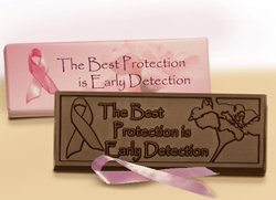 "The Best Protection is Early Detection" Chocolate Bar Breast Cancer Awareness Merchandise, Breast Cancer Awareness Month, BCAM, Pink Ribbon Gifts, Awareness Candy, Pink Ribbon Products, Mammograms, Womens Health, Cancer Control Month