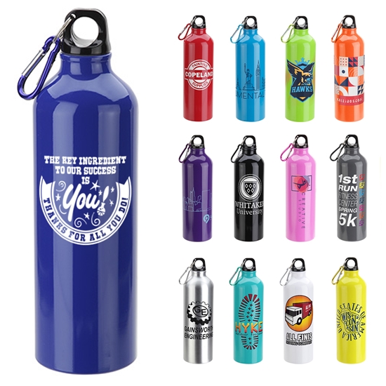 "The Key Ingredient To Our Success is You. Thanks for All You Do!" Atrium 25 oz Aluminum Bottle with Carabiner   - SED003