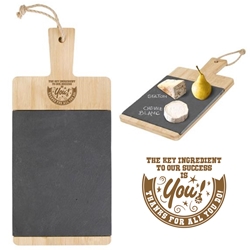 "The Key Ingredient To Our Success is You. Thanks for All You Do!" Bamboo & Slate Charcuterie Cutting Board  Staff Appreciation, Supermarket Employee Day theme, Cutting Board, Personalized, Promotional, with name on it, Gift Idea, Giveaway, blanket, promotional blanket, 