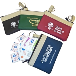 The Safari First Aid Kit The Safari First Aid Kit, Safari, First Aid, Kit, Pouch, Zipper Purse, Purse, Imprinted, Personalized, Promotional, with name on it, giveaway