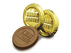 Think Safety Chocolate Coin Breast Cancer Awareness Merchandise, Breast Cancer Awareness Month, BCAM, Pink Ribbon Gifts, Awareness Candy, Pink Ribbon Products, Mammograms, Womens Health, Cancer Control Month, Chocolate Coin