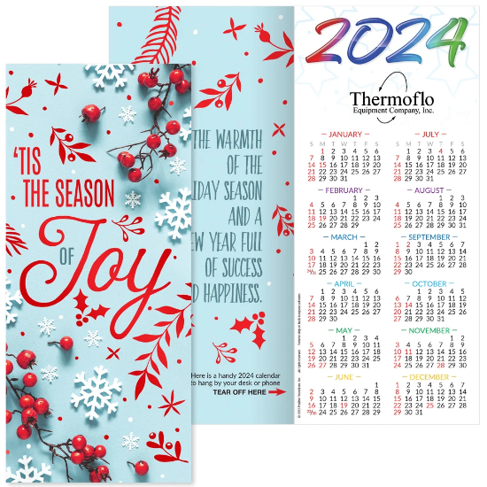 "Tis The Season Of Joy" 2024 Red Foil-Stamped Greeting Card Calendar - CAL050