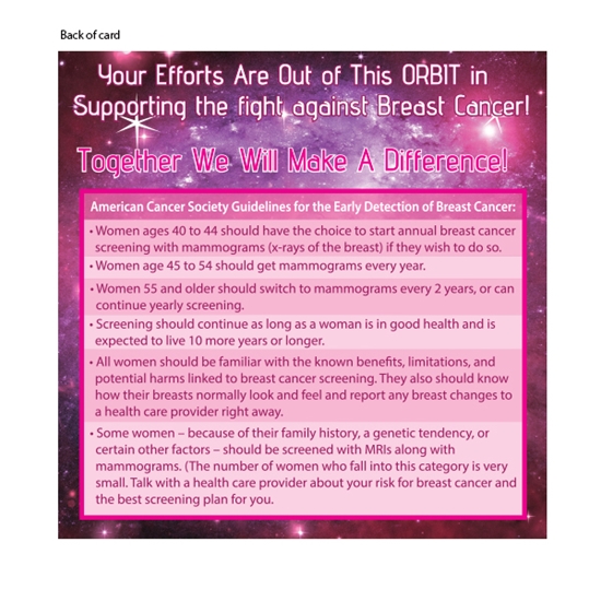 "Together We Can KNOCK Breast Cancer Out Of This ORBIT" Gum & Card Awareness & Fundraising Kit  - BCA110