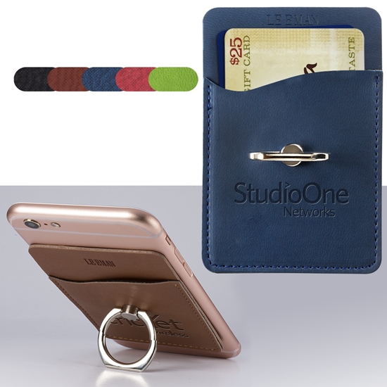 Tuscany Card Holder with Metal Ring Phone Stand | Care Promotions