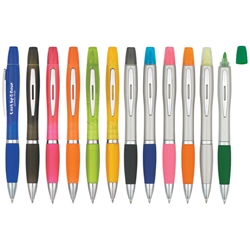 Twin Write Highlighter Twin Write Highlighter, Twin, Write, Highlighter, Imprinted, Personalized, with name on it, giveaway, ballpoint, pen, twist, action, black ink