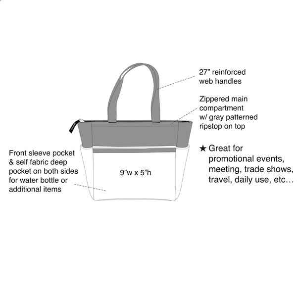 Two-Tone Accent Zip Tote - TOT180