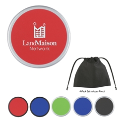 Two-Tone Coaster 4 Pack in Non-Woven Bag 4 pack, Non-Woven Bag, Two-Tone Coaster, Two, Tone, 2, Coaster, Colors, with, Debossed, Silkscreen, Drinkware, Drink, Coasters, Imprinted, Personalized, Promotional, with name on it, Gift Idea, Giveaway, 