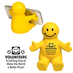 "Volunteers: A Smiling Face To Make The World A Better Place" Happy Dude Mobile Device Holder  Volunteer Appreciation, Volunteer Recognition, phone stand, employee appreciation gifts, trade show giveaways