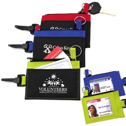 "Volunteers: Building Unity In Our Community" Clip-On ID Holder with Zip Purse  Volunteer theme, Imprinted, ID Holder, Zipper Purse, ID Window, Holder, Custom, With Logo, with Clip, 