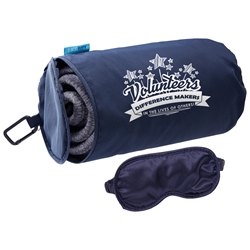 "Volunteers: Difference Makers In The Lives of Others!" AeroLOFT™ Travel Blanket with Sleep Mask   Volunteer theme Promo Blanket, Volunteer Recogition theme, Promotional Blanket, Travel Blanket, Travel Blanket and Sleep Mask Set, Travel Promotional Idea, Travel Promotional Products, Blanket with Imprint, travel promotional items
