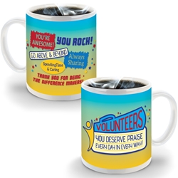 "Volunteers: You Deserve Praise Every Day in Every Way!" 11 oz SimpliColor Mug 11 oz, ceramic mug, full, color, logo,  4 Color Process, Imprinted, Personalized, Promotional, with name on it