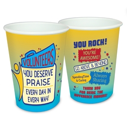 "Volunteers: You Deserve Praise Every Day in Every Way" 17 oz Reusable Plastic Cups   Volunteer, party, Decorative, Recognition, Cups, Plastic Appreciation Cups, On Fire Appreciation Theme Cups, Plastic Party Appreciation Cups, Promotional,  